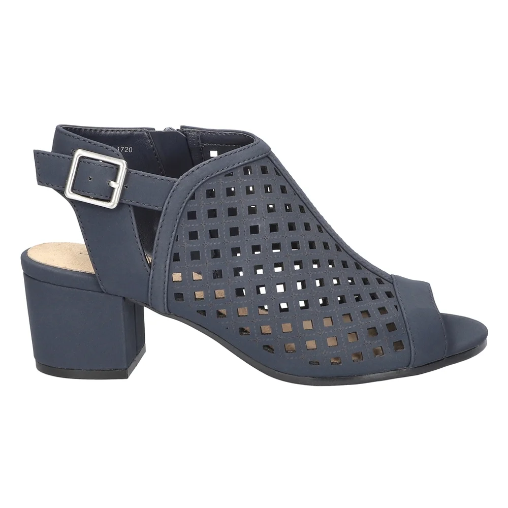 Easy Street Navy Cutout Block Heels